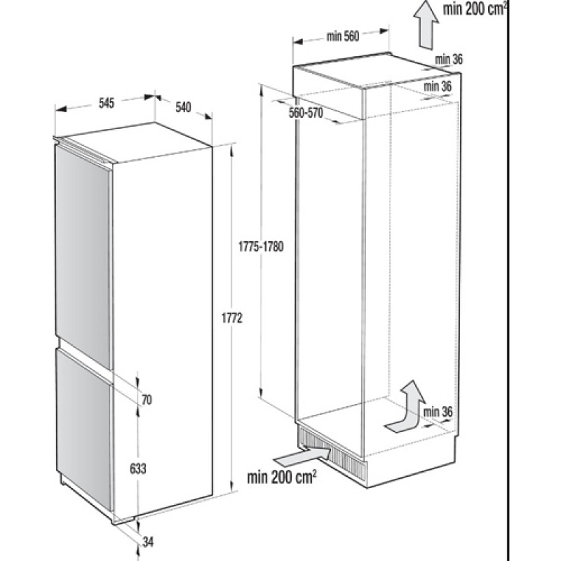 Встраиваемый комбинированный холодильник ASKO RF31831i