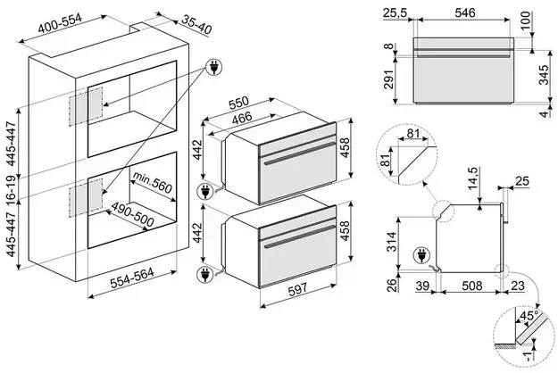 SMEG SO4102S3G Компактный многофункциональный духовой шкаф, комбинированный с паром, 60 см, высота 4