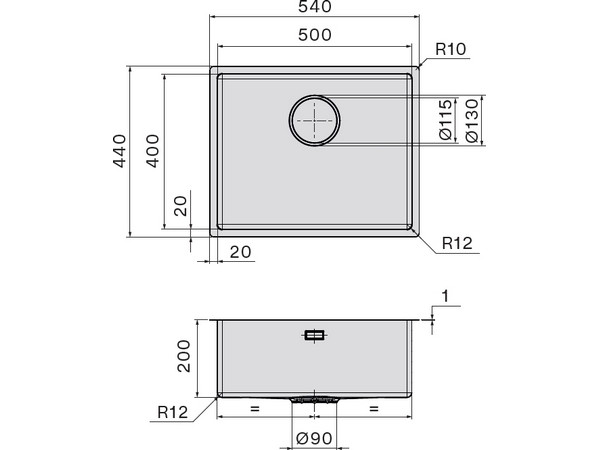 Мойка Falmec SCO5000U.00#SSF 540x440