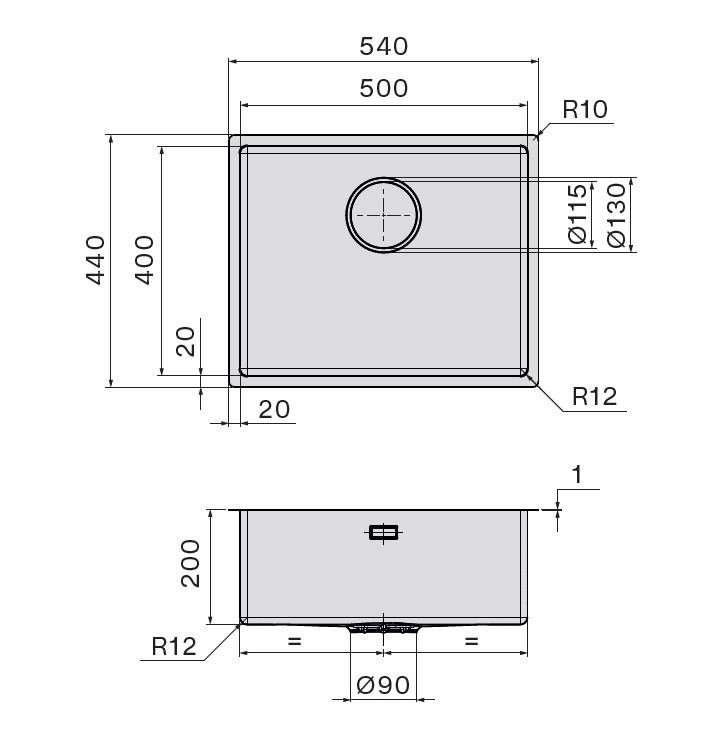 Мойка Falmec SCO5000F.00#PGF 540x440